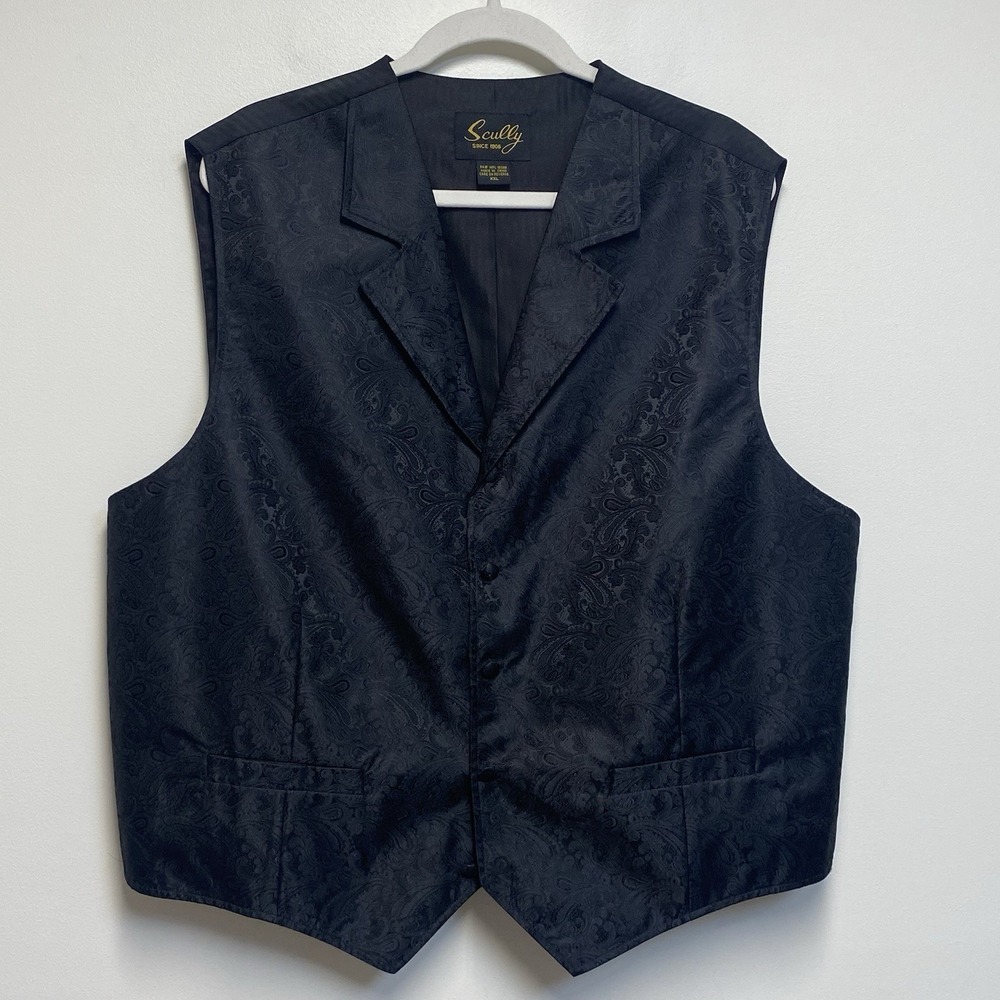 Scully Vest Mens XXL Black Paisley Western Frontier Costume Wedding